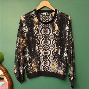 CAbi Python Print Chiffon Womens M Sweatshirt Sheer Chic Date Night